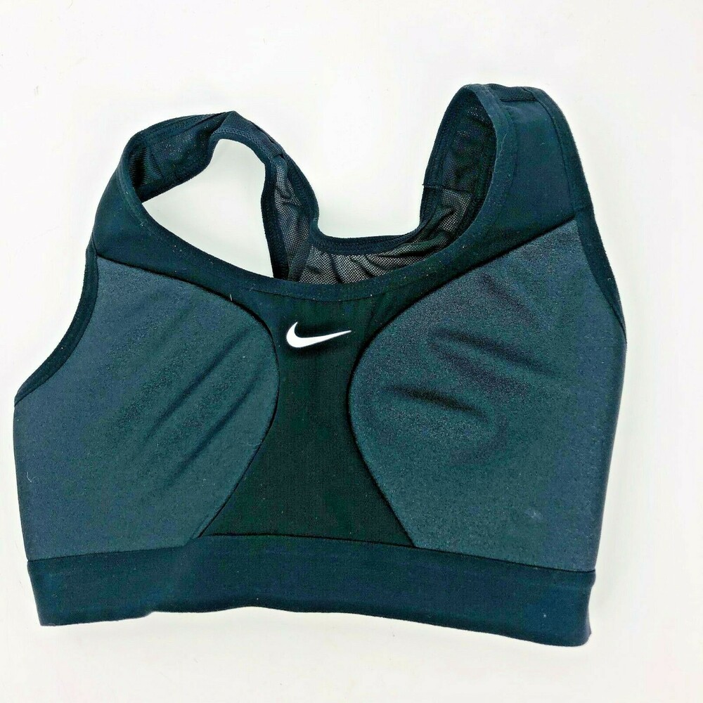 Nike Dri-Fit Women's Black Sparkle Racer Back Mesh Sports Bra XS Medium Impact
